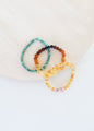 Raw Honey Baltic Amber + Raw Rose Quartz || Adult Bracelet