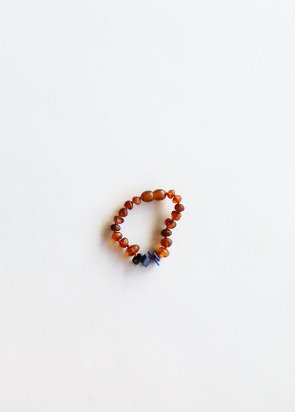 Raw Cognac Baltic Amber + Lapis Lazuli || Bracelet Set