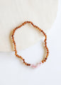 Raw Cognac Baltic Amber + Raw Rose Quartz || Necklace