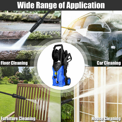 1800W 2030PSI Electric Pressure Washer Cleaner with Hose Reel