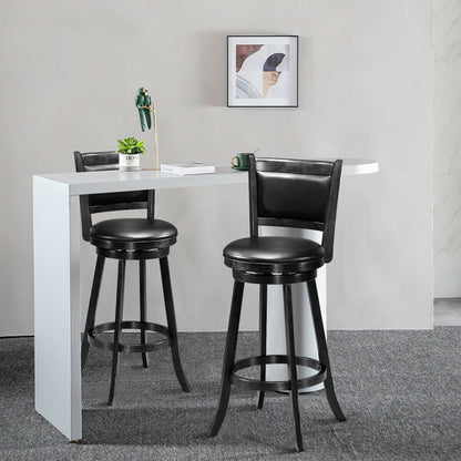 Set of 2 29 Inch Swivel Bar Height Stool Wood Dining Chair Barstool