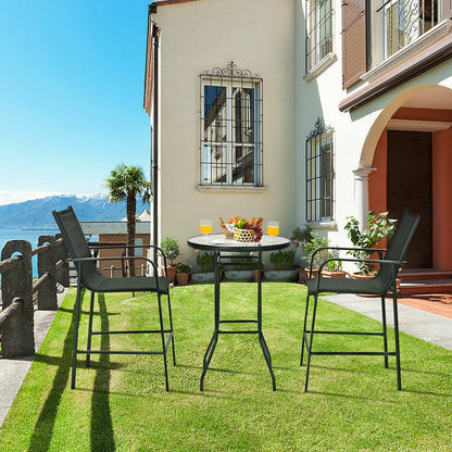 3 Pieces Outdoor Patio Bar Table Stool Set