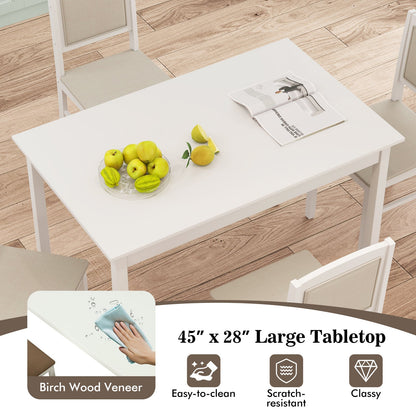 5-Piece Dining Set for 4 with Rubber Wood Legs for Small Dining Room