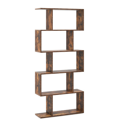 5-Tier Bookshelf with Anti-Toppling Device for Living Room Home Office