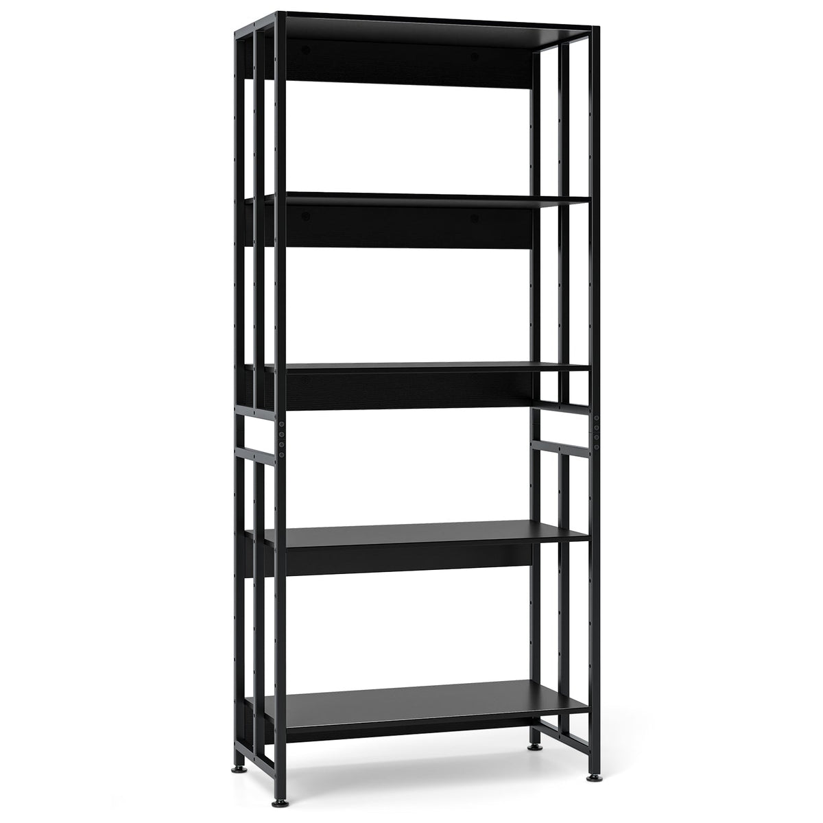 5-Tier Bookshelf with Adjustable and Tiltable Shelves