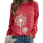 Womens Dandelion-Print Crew-Neck Long-Sleeve Loose Casual Sweatshirt