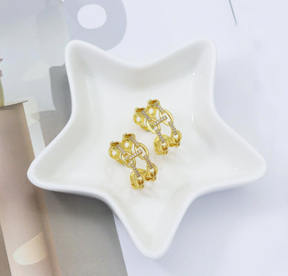 CZ Double Oval Link Adjustable Ring, Sku#LD247