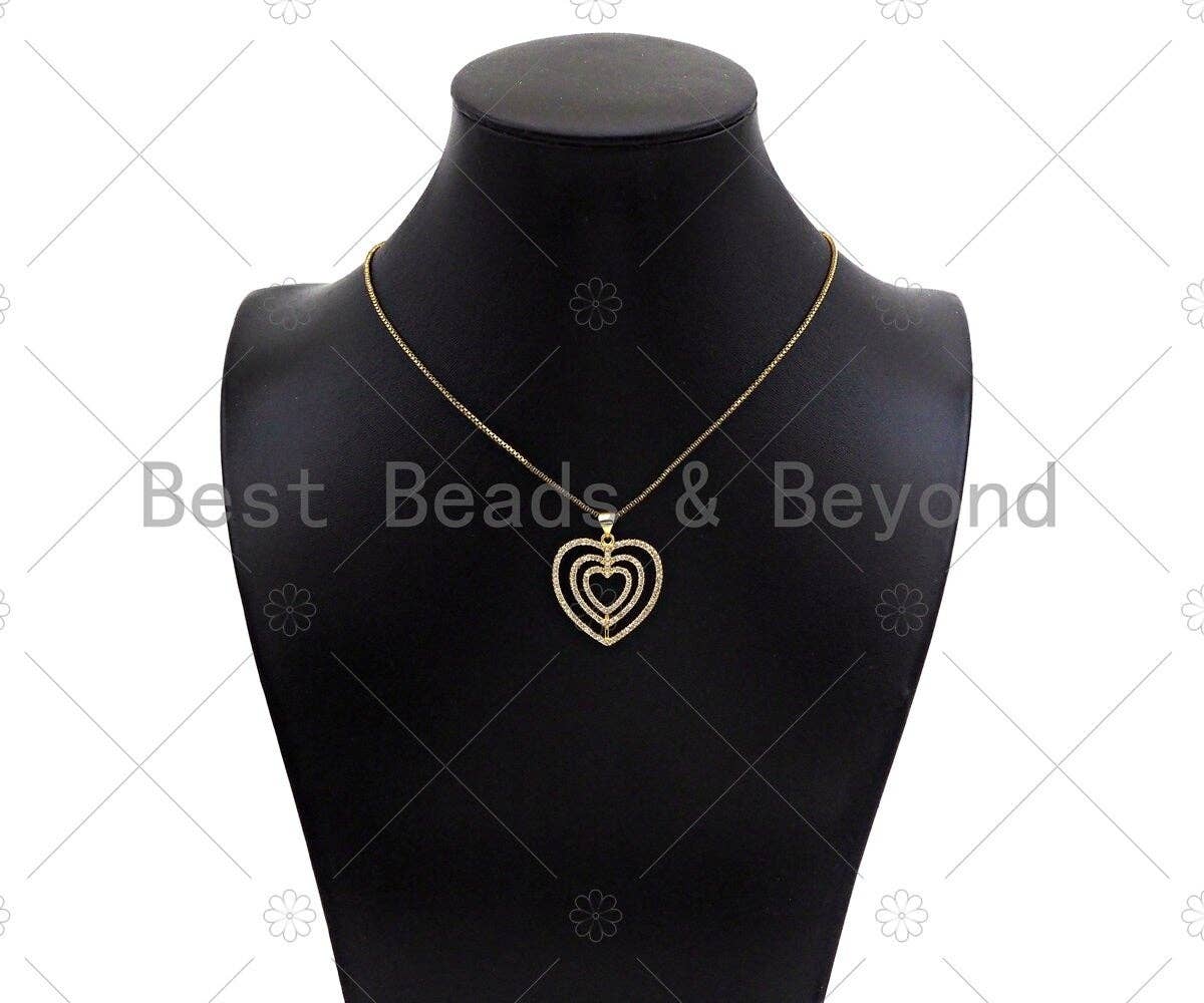 CZ Micro Pave Circled Heart Shape Pendant/Charm,CZ Dainty Gold Charm, 25x26mm,Sku#LD77