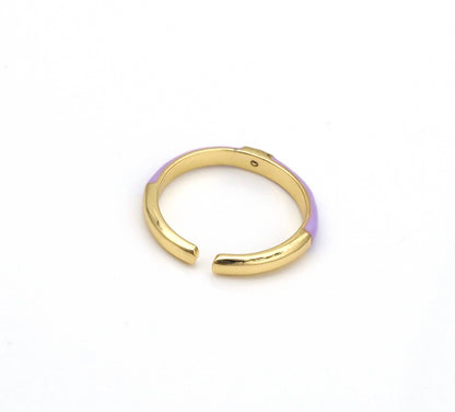 Thin Enamel Center Stone Stackable Ring,X265