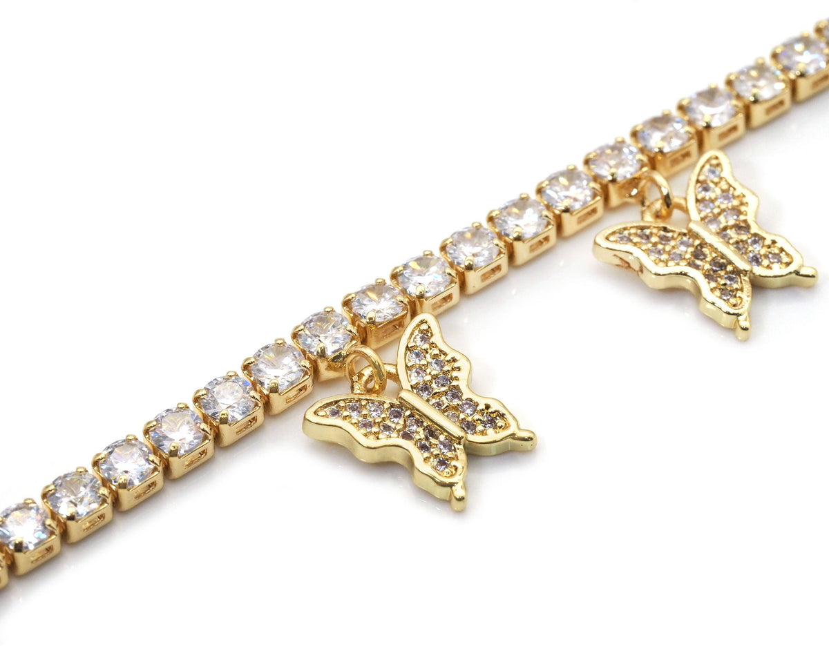 Butterfly Tennis Chain Choker Necklace, sku#LD369