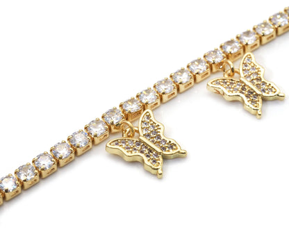 Butterfly Tennis Chain Choker Necklace, sku#LD369