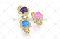 CZ Micro Pave Cresent Moon Star On Enamel Round Coin Adjustable Ring, 18K Gold Filled Oval Link Open Ring, Statement Ring, Sku#JD15
