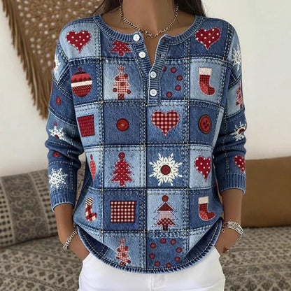 Buttoned Long-Sleeve Hoodie AutumnWinter Printed Fashionable & Unique Casual Sweater Coat For Women