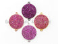 CZ Micro Pave Fuchsia Round Disc Connector,16x19mm, SKU#A45c