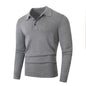 Fashionable Lapel-Neckline Buttoned Casual Pullover Base-Layer Knit Sweater