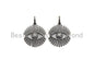 CZ Micro Pave Sparkly Eyelash Shape Pendant, Antique Silver Tone, Cubic Zirconia Pave Pendant, 27x30mm,sku#X131