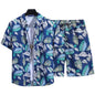 Floral Shirt Set Short Sleeves Retro All-over Floral Print Trendy