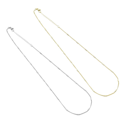 Gold Silver Satelliate cylinder Tube Chain Adjustable Necklace, Sku#LD604
