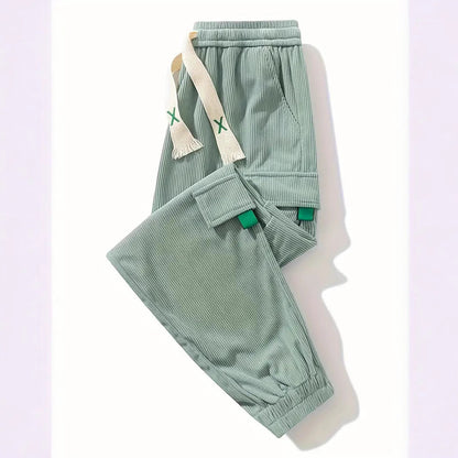 Corduroy Plus Size Mens Work Pants Ankle Tightening Trousers