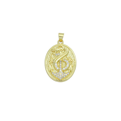 Clear CZ Anchor Oval Charm Pendant, Sku#LK1148