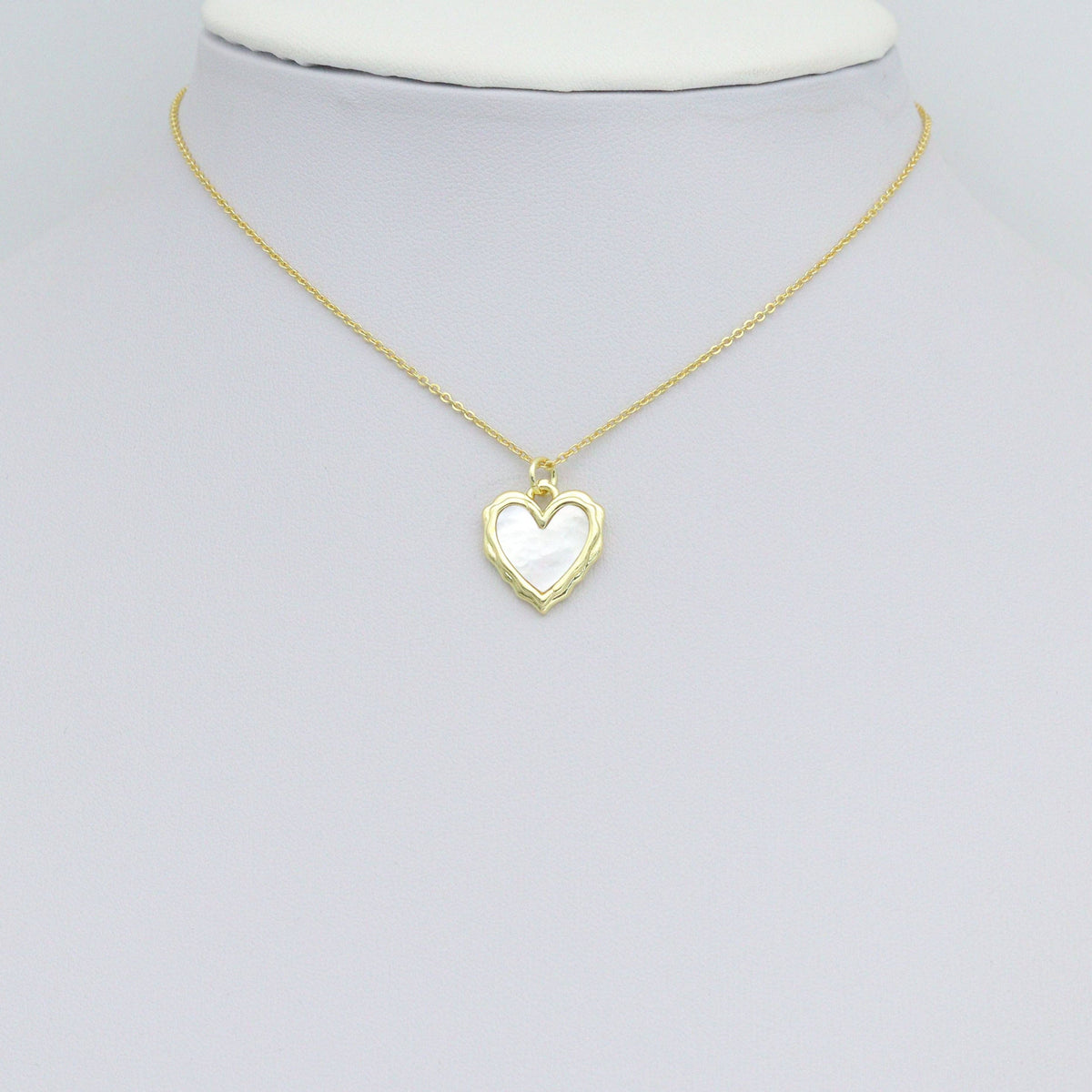 White Pearl Textured edge Heart Frame Charm Pendant,Sku#LK1217