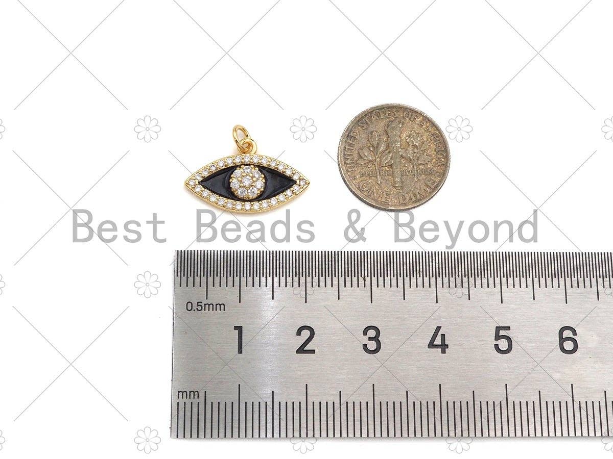 Colorful Enamel PAVE Evil Eye Pendant, Protection Eye Pendant, Gold Enamel Evil Eye Pendant, Pave enamel jewelry Findings,12x20mm,sku#LD14