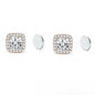Magnetic CZ Square Halo Stud Earrings for Men Women, Non-Piercing Clip On Studs, Square Cubic Zirconia Stainless Steel