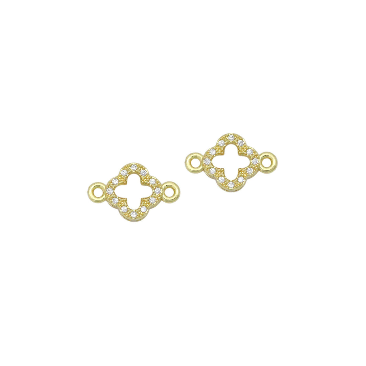 Clear CZ Gold Clover Flower Connecter ,Sku#LD738