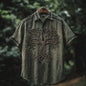 Retro style 3D printed Mens Short sleeve Shirt
