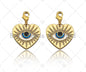 CZ Micro Pave 18k Gold Enamel Evil Eye On Heart Shape Pendan