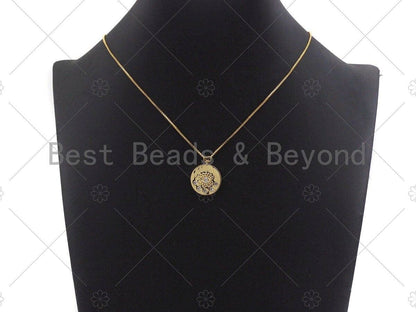 Clear CZ Micro Pave Evil Eye on Disc Pendant/Charm, Lucky Eye Cubic Zirconia Pendant, Real Gold Plated Charm Pendant,18x21mm,Sku#L303