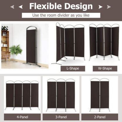 6.2Ft Folding 4-Panel Room Divider for Home Office Living Room