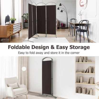 6.2Ft Folding 4-Panel Room Divider for Home Office Living Room