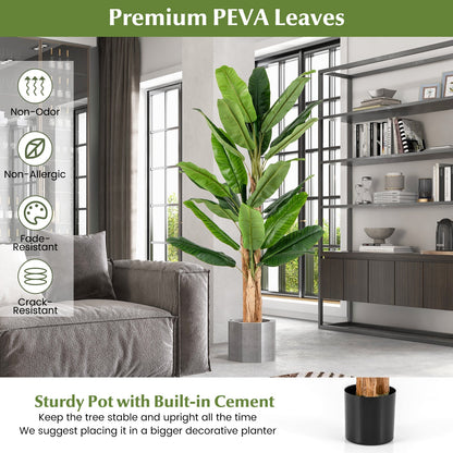 5.5/6.5 Feet Tall Artificial Banana Tree with 10/27 Large Leaves