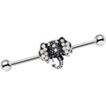 14G Pink Faux Opal Elegant Elephant Head Industrial Barbell 36mm