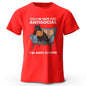 Trendy Black Cat Print Short Sleeve Slight Stretch Knit Fabric Machine Washable