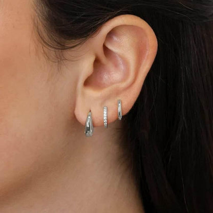 Stacking 3 Pieces Small Hoop Huggie Earrings Set for Women, Silver Stud Earrings for Multiple Piercing Hypoallergenic Trendy Jewelry