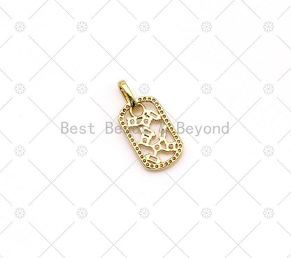 Baguette CZ Micro Pave Oval Shape Pendant, 18K Gold Filled CZ Charm, Necklace Bracelet Charm Pendant,Sku#LK503