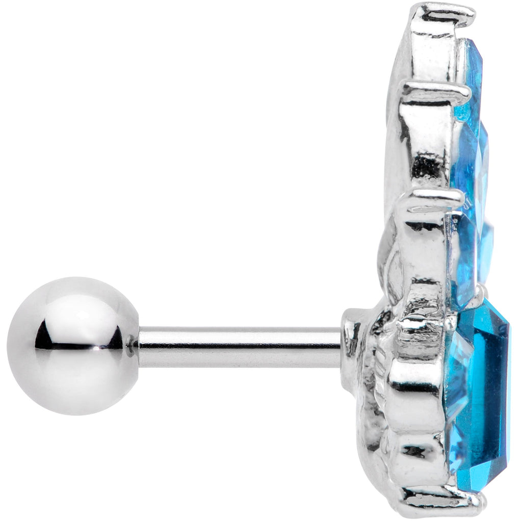 16G 1/4 Aqua Gem Tiara Flower Cartilage Tragus Earring