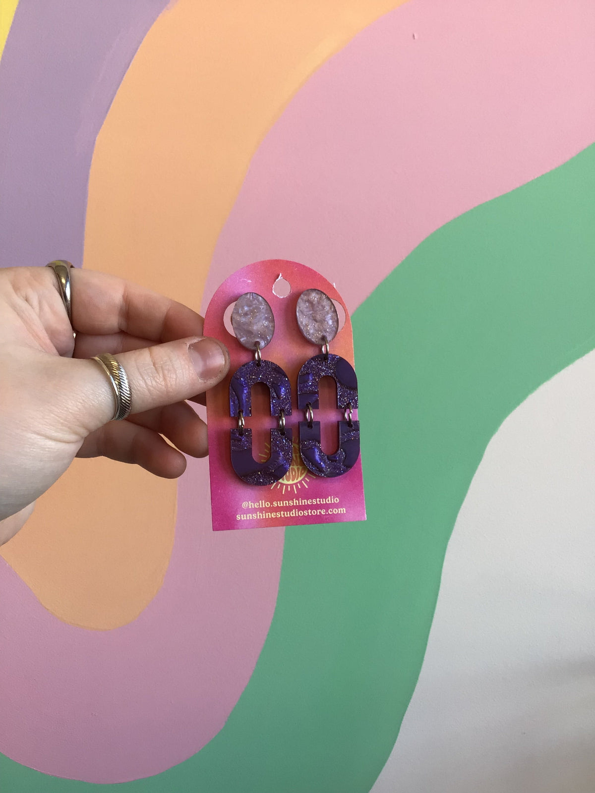Purple Glitter Clip-On Earrings