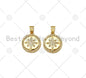 CZ Micro Pave Star On Round Coin Shape Pendant, 18K Gold Filled Charm,Necklace Bracelet Charm Pendant,15x17mm,Sku#LK427
