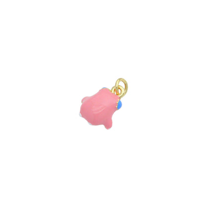 Pink Enamel Gold One eyed Monster Charm Pendant,Sku#LD710