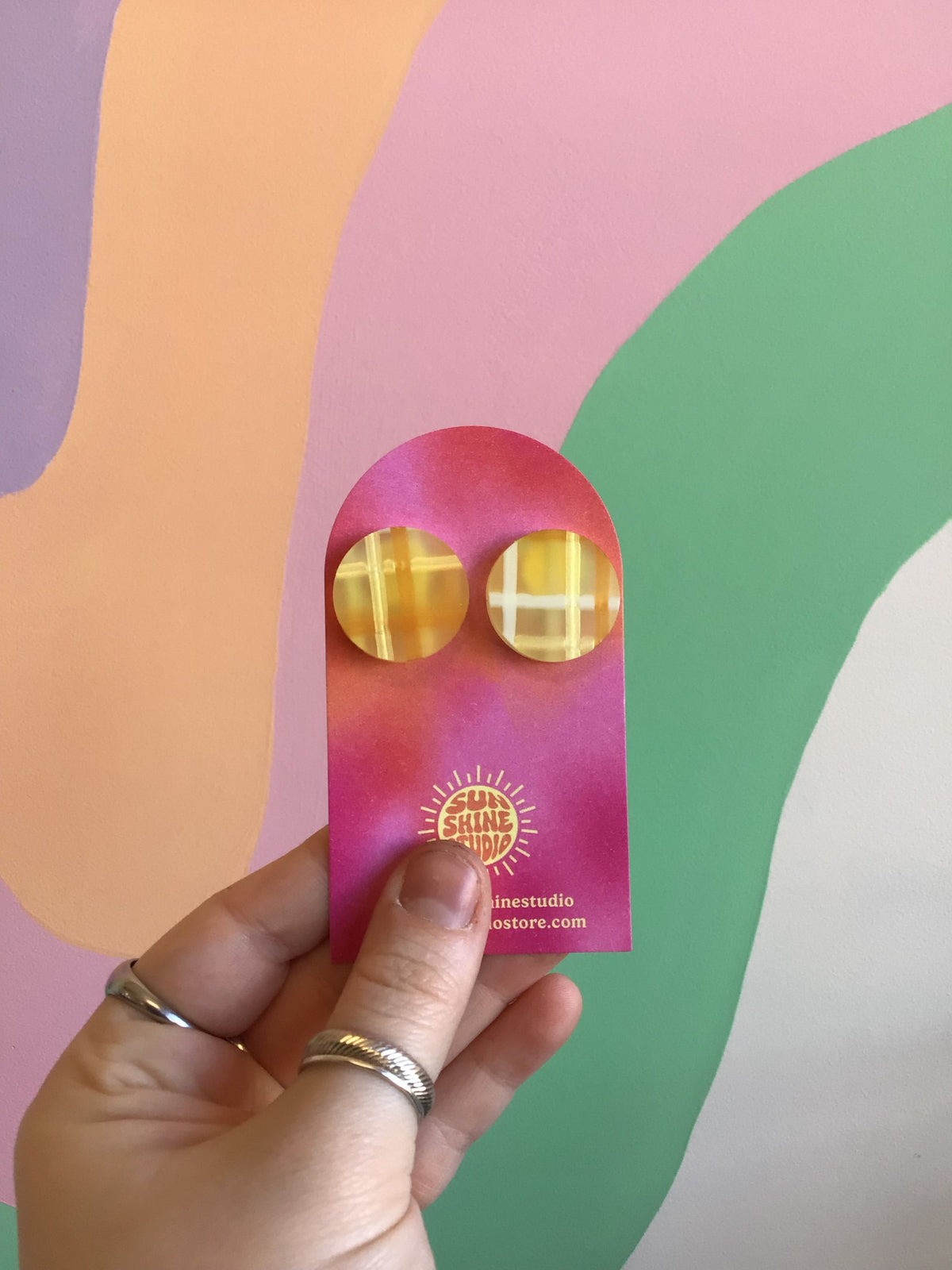 Groovy Gingham Clip-On Earrings