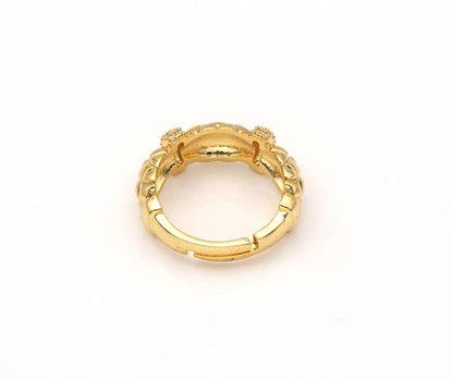 Gold Twisted Chuny Ring, CZ Pave Ring, SKU#X214