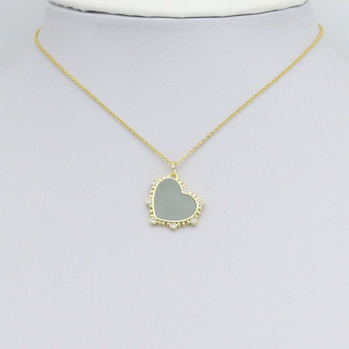Gray Enamel Heart Shape Charm Pendant, Sku#LX801