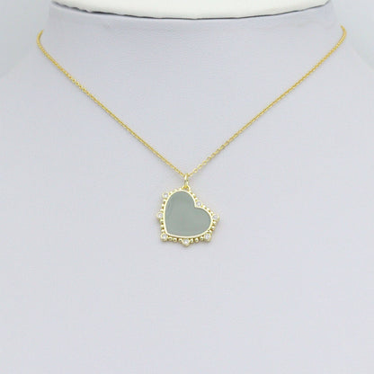 Gray Enamel Heart Shape Charm Pendant, Sku#LX801