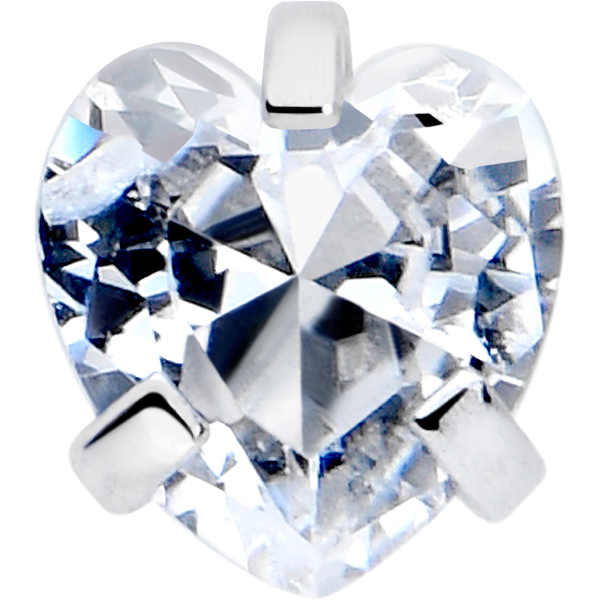 18G 1/4 Clear Heart 3mm CZ Gem Steel L-Shape Nose Ring
