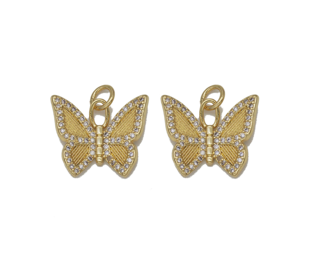Gold CZ Butterfly Charm, Sku#L700