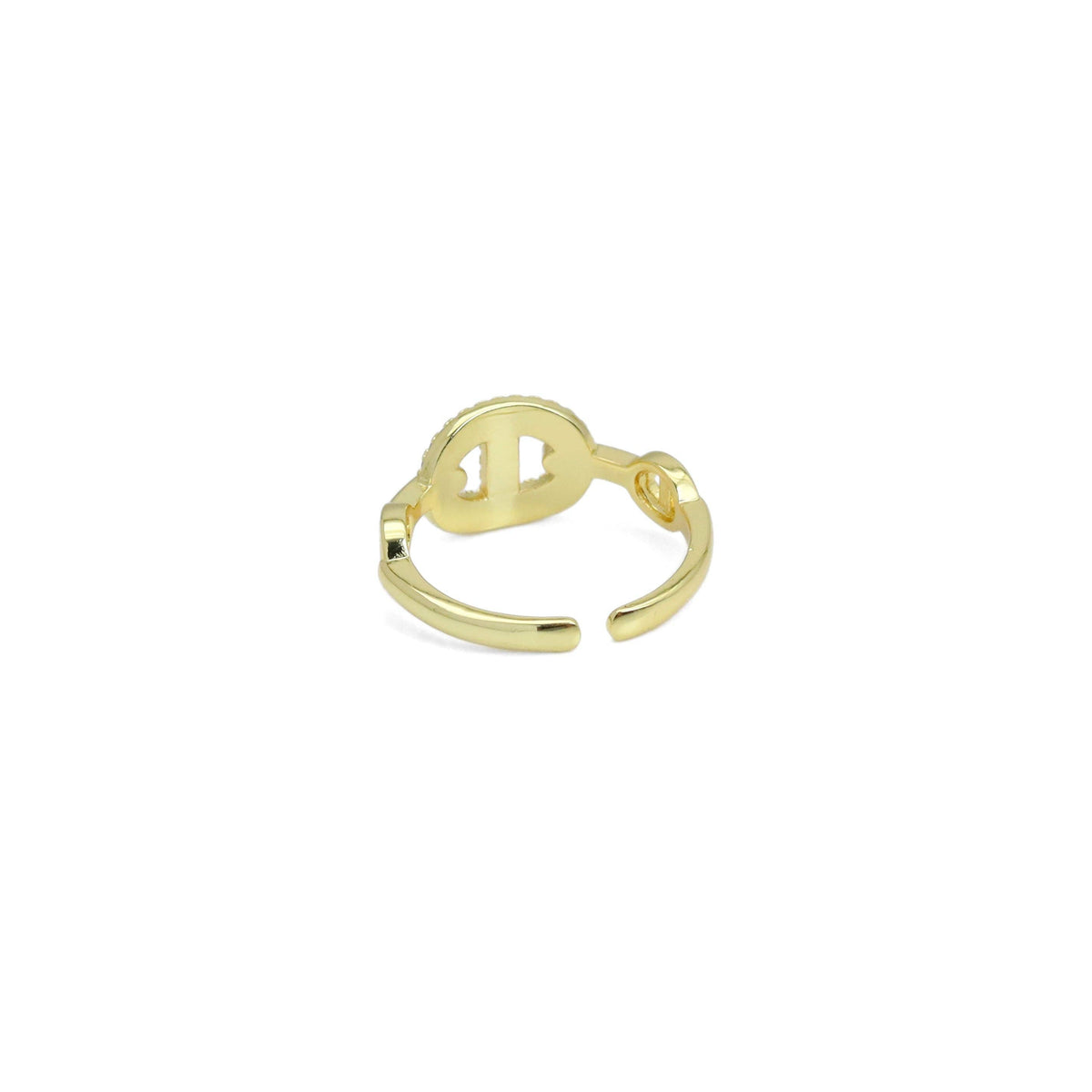 Gold CZ Anchor / Mariner Link Adjustable Ring, Sku#LD559