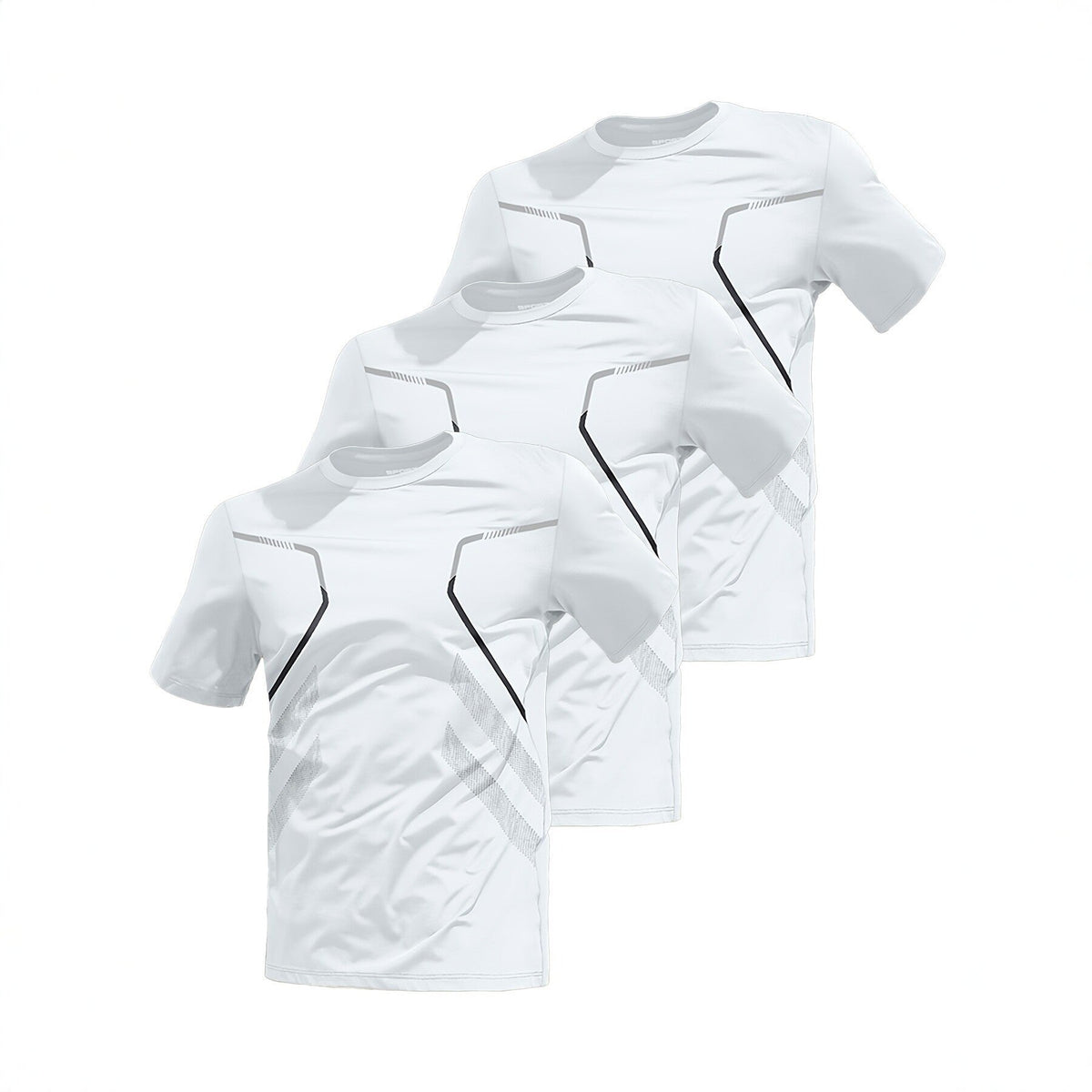 Mens Three-Piece Ice-Silk Quick-Drying Sports Short-Sleeve Top Set